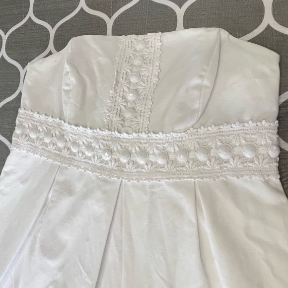 Lilly Pulitzer Betsey White Faille Beaded Strapless White Dress. EUC SIZE 6. - Picture 3 of 9